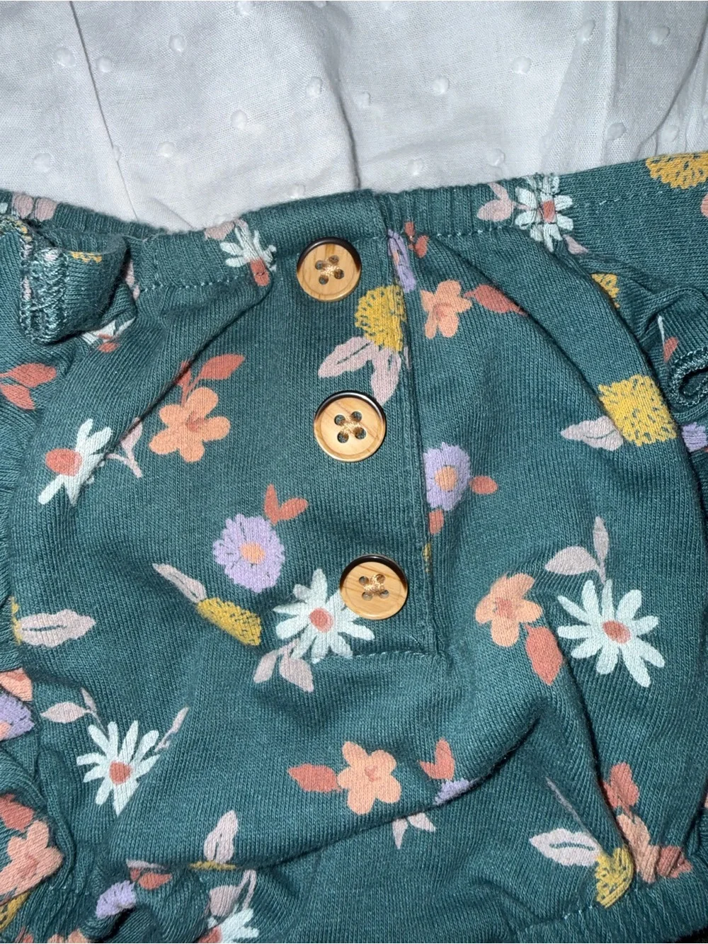 Cat & Jack White Eyelet Top with Teal Floral Diaper Cover